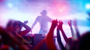 web banner for DJ Dance Party at Crystal Lounge