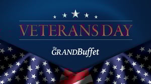web banner for Veterans Day Buffet at The Grand Buffet