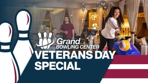 web banner for Veterans Day Special at the Grand Bowling Center
