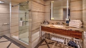 Vista Spa Queen Junior Suite view of bathroom vanity and shower