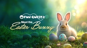web banner for Meet the Easter Bunny at Fun Quest