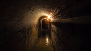 Photo of dark hallway used in escape room game.